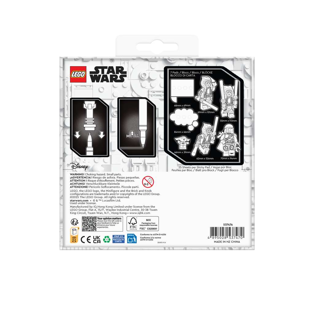 LEGO® Star Wars™ THE MANDALORIAN™Coloring Sticky Notes with Lightsaber™ Gel Pen Ahsoka Tano™