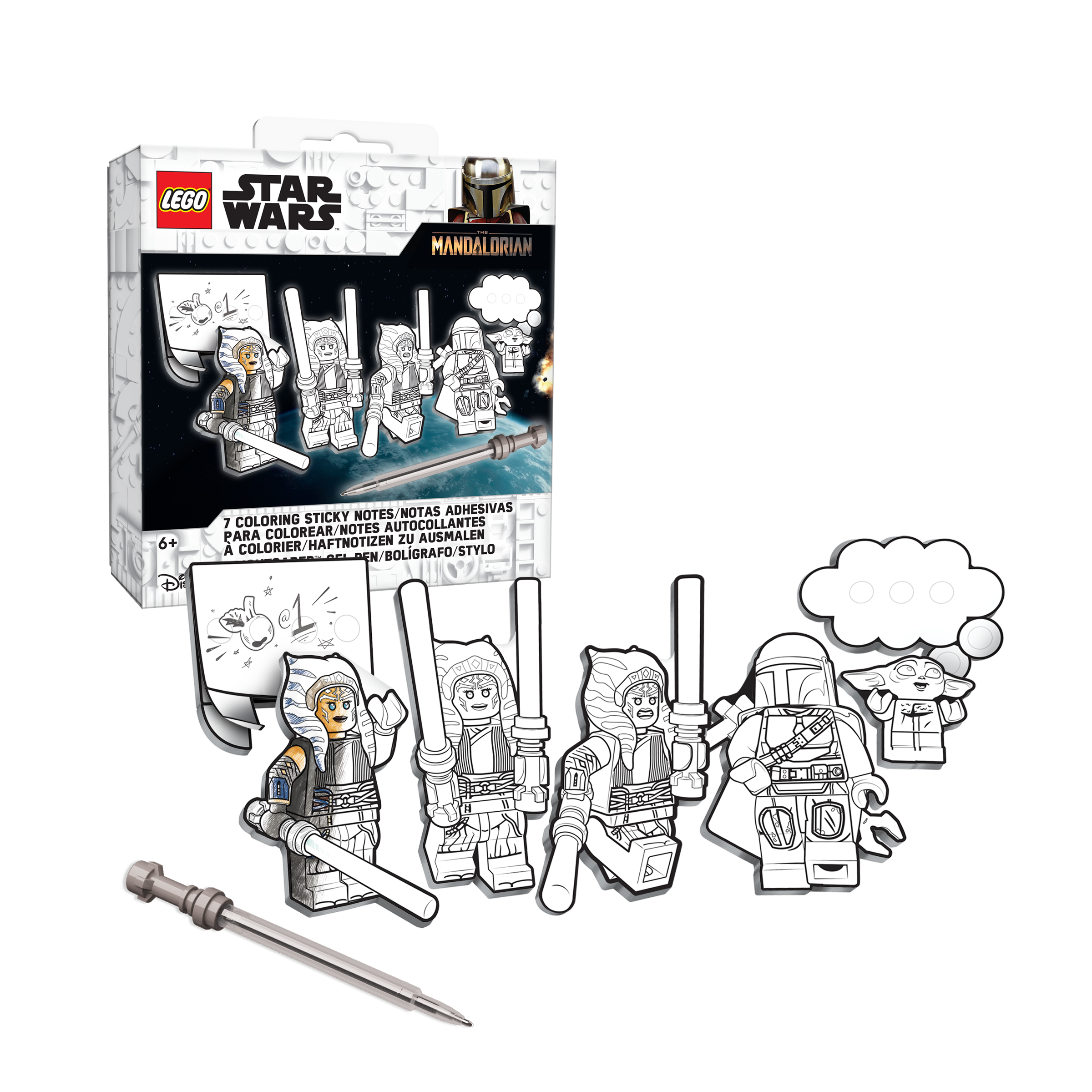 LEGO® Star Wars™ THE MANDALORIAN™Coloring Sticky Notes with Lightsaber™ Gel Pen Ahsoka Tano™