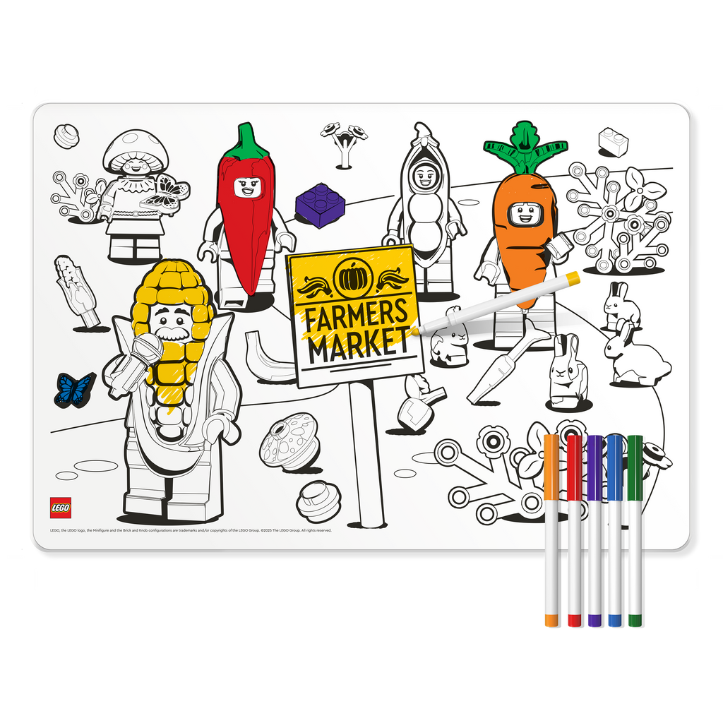 LEGO Minifigures Color Me Silicone Mat and Markers Farmer's Market