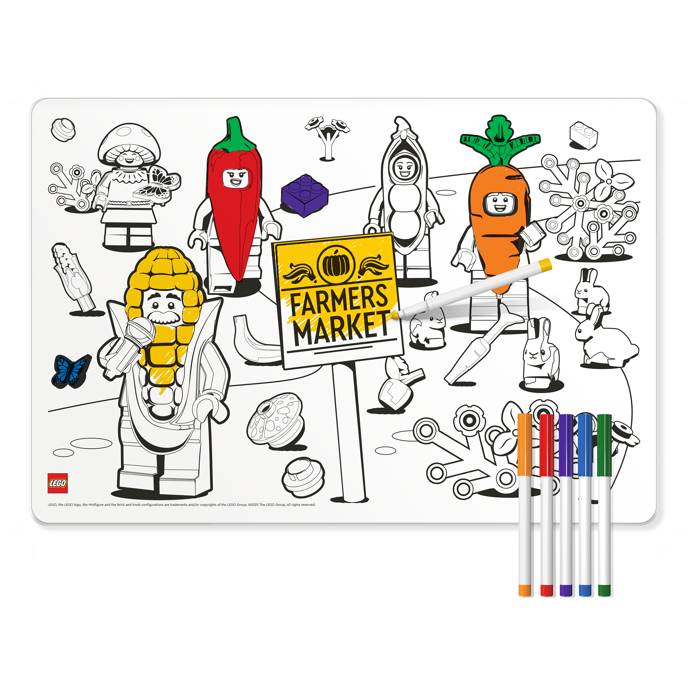 LEGO Minifigures Color Me Silicone Mat and Markers Farmer's Market