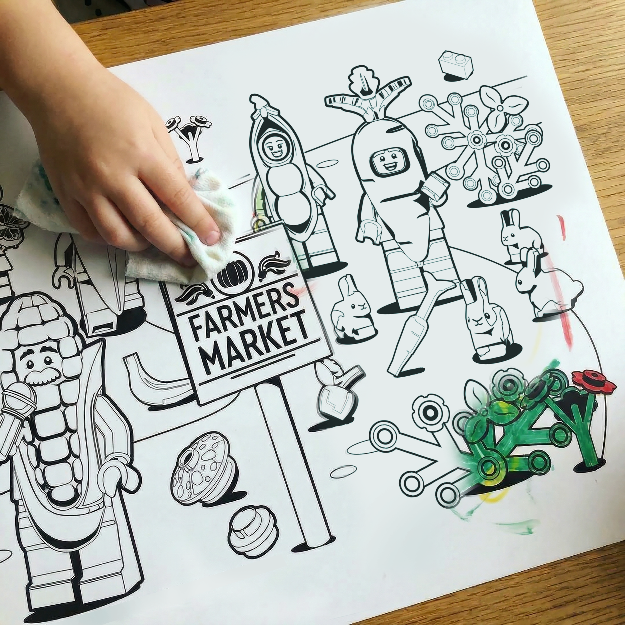 LEGO Minifigures Color Me Silicone Mat and Markers Farmer's Market