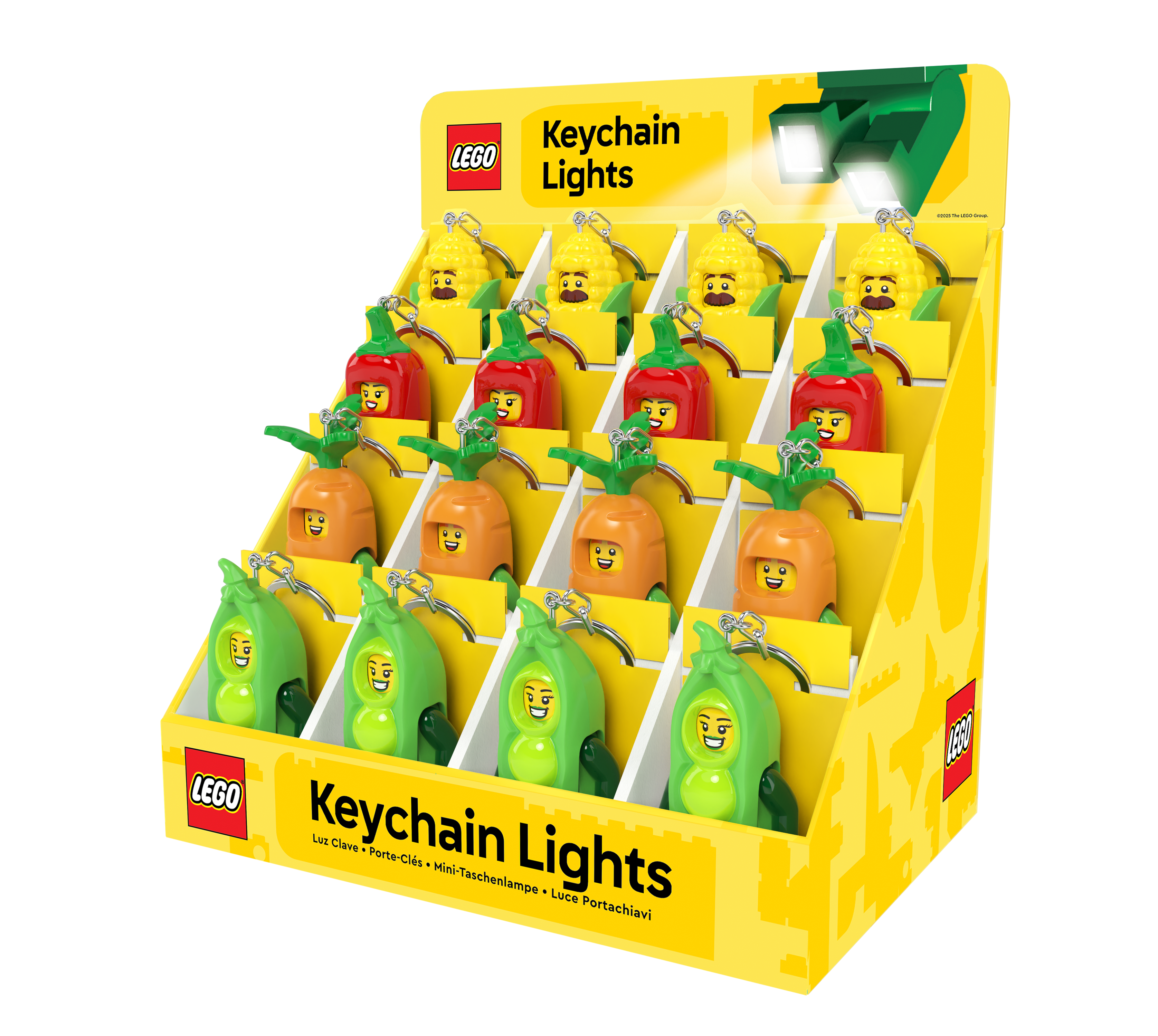 LEGO® Minifigures™ Keychain Light CDU – 16 Piece Farmers Market Assortment