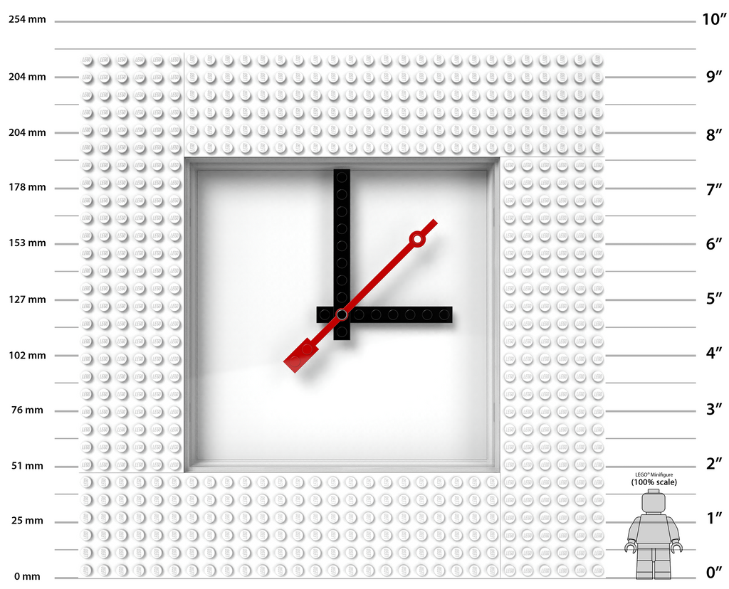 LEGO Time by IQHK MOC Wall Clock 6x24 White
