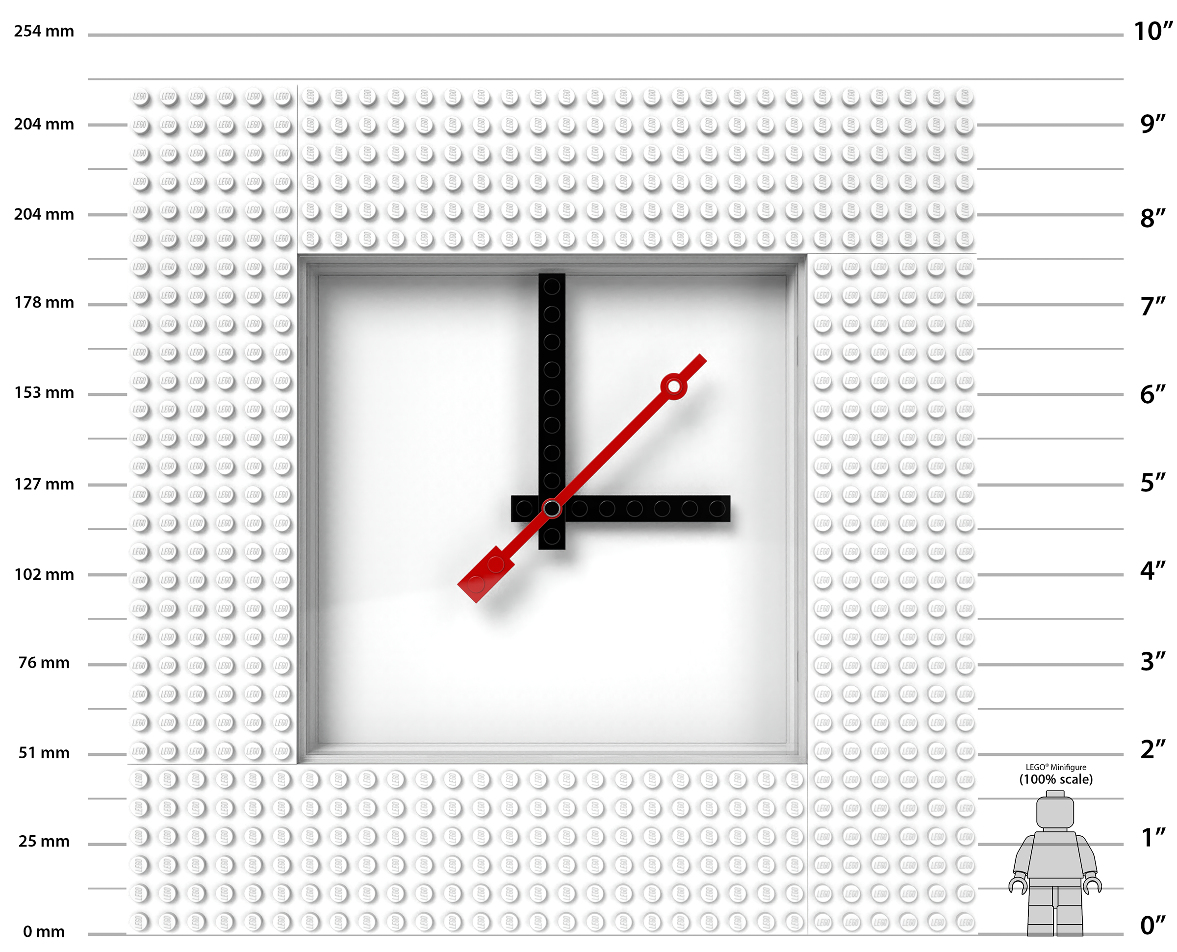 LEGO Time by IQHK MOC Wall Clock 6x24 White