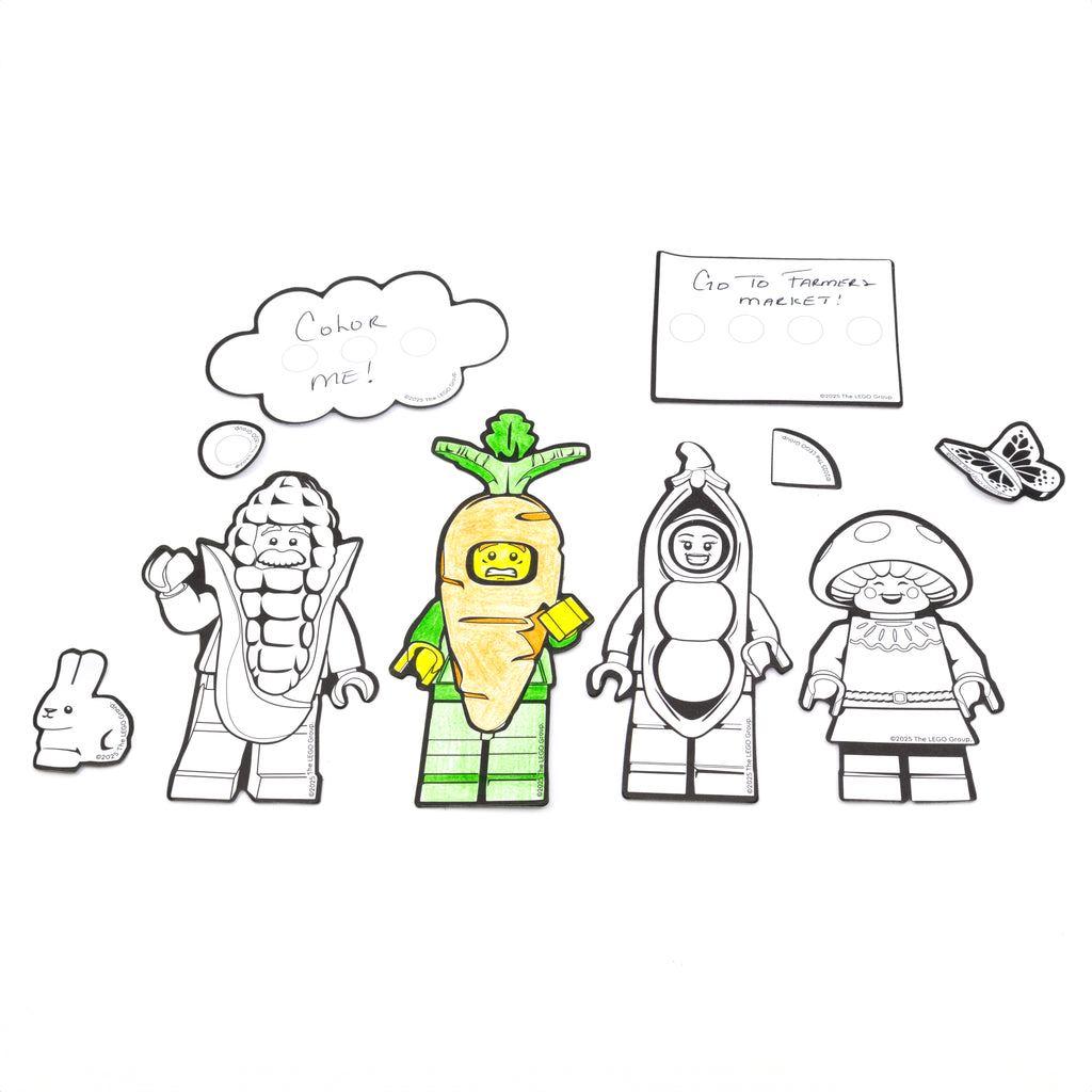 LEGO Minifigures Coloring Sticky Notes with Gel Pen Farmers Market