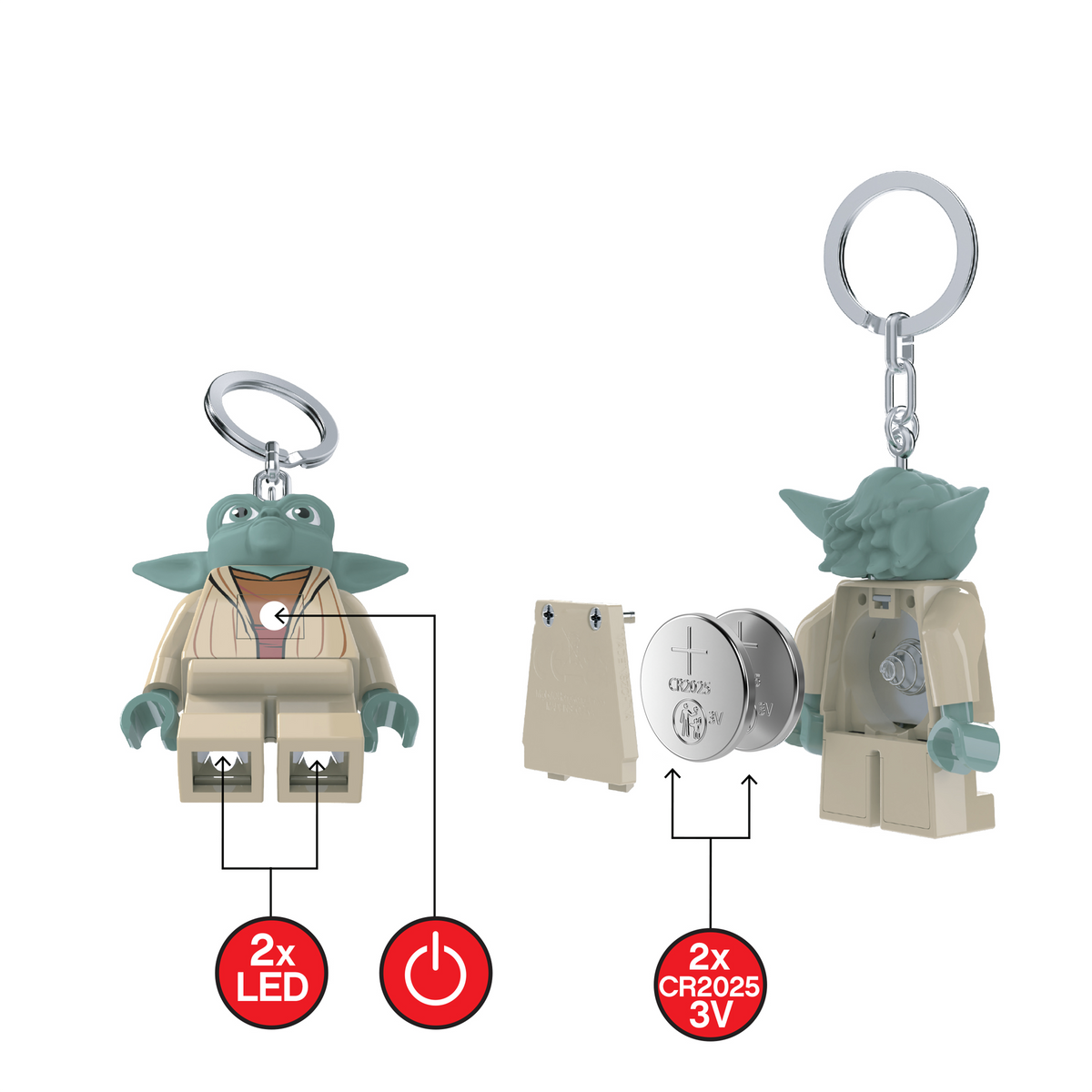 LEGO STAR WARS YODA KEYCHAIN LIGHT ON HANG TAG - KE11H
