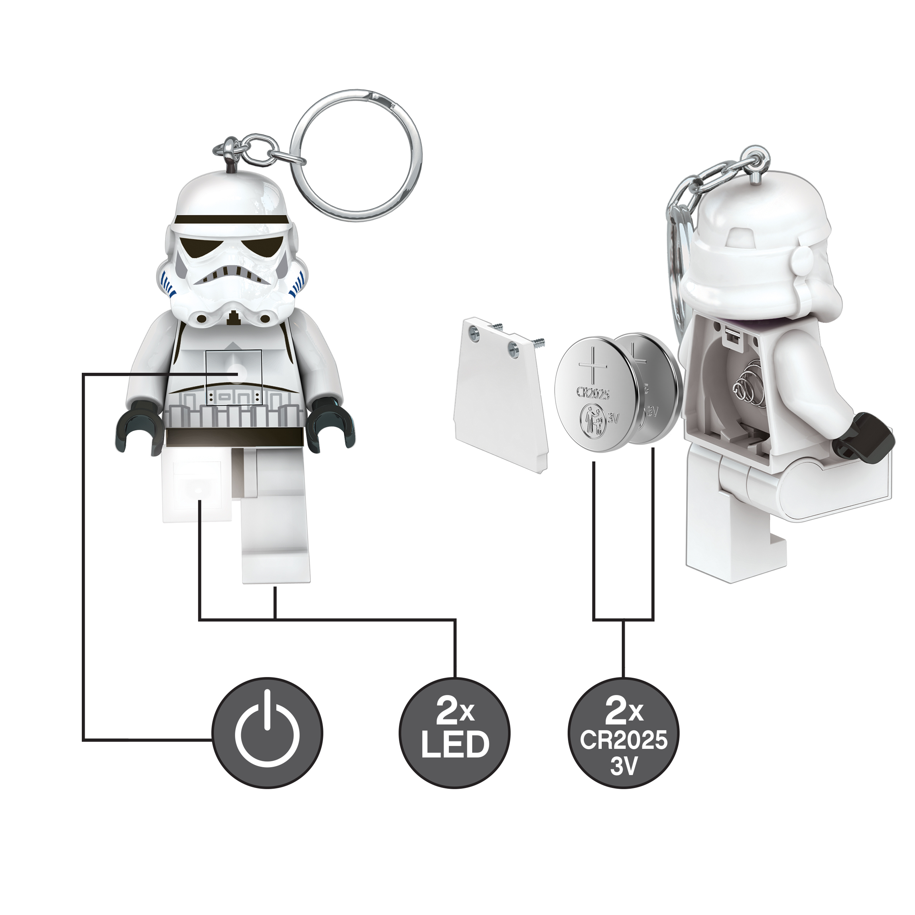 LEGO STAR WARS STORMTROOPER KEYCHAIN LIGHT ON HANG TAG