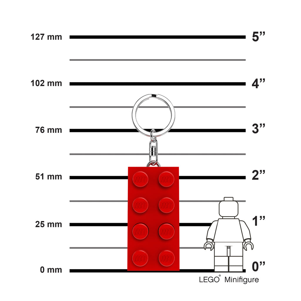 LEGO 2 x 4 Brick Keychain Light Red