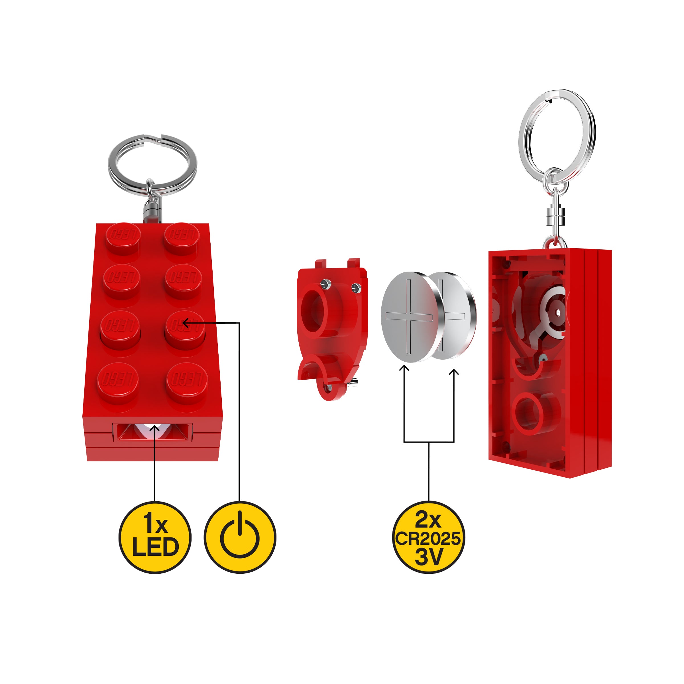 LEGO 2 x 4 Brick Keychain Light Red