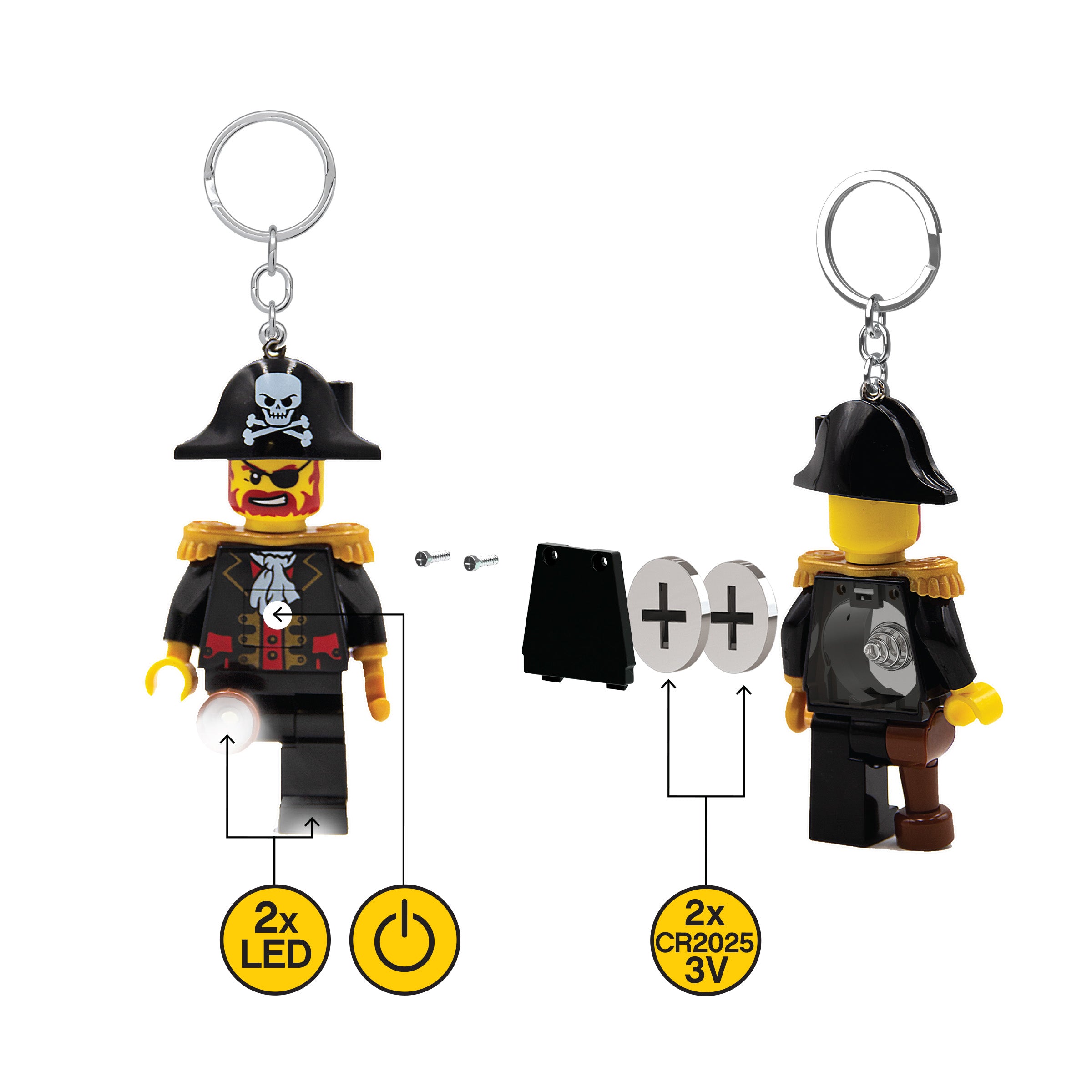 LEGO CLASSIC CAPTAIN BRICKBEARD KEYCHAIN LIGHT ON HANG TAG