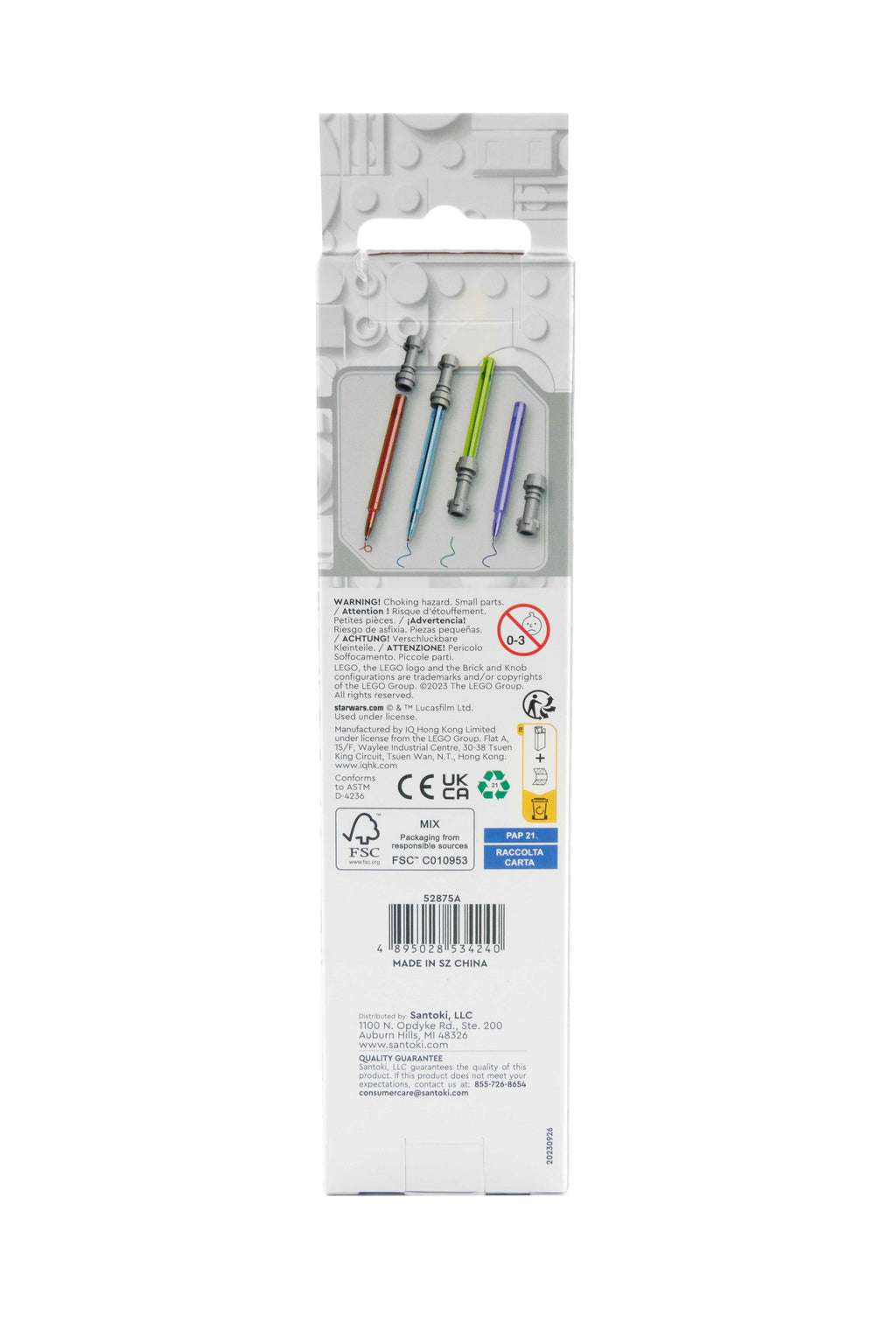 LEGO STAR WARS Lightsaber  Gel Pen 4 Pack