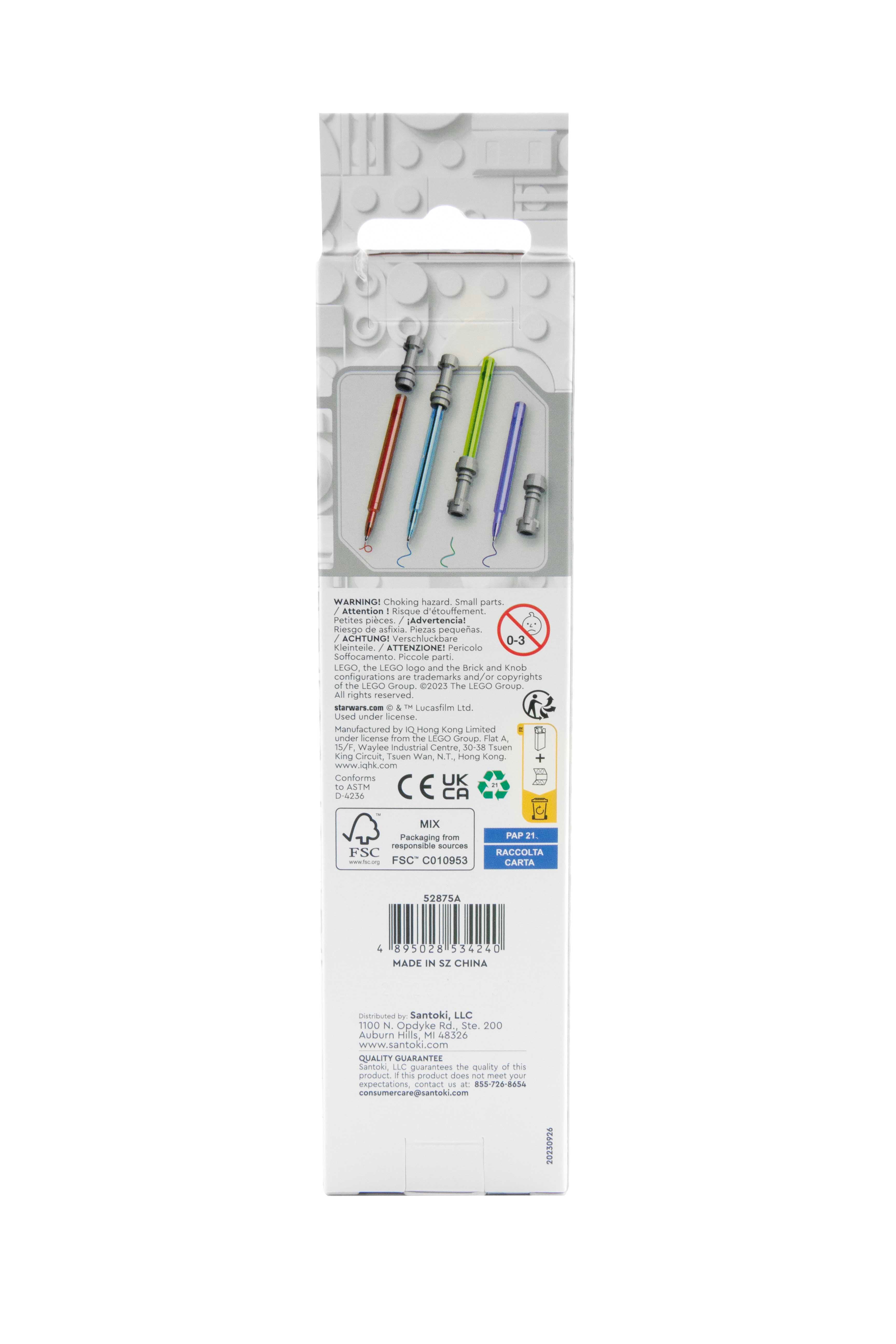 LEGO STAR WARS Lightsaber  Gel Pen 4 Pack