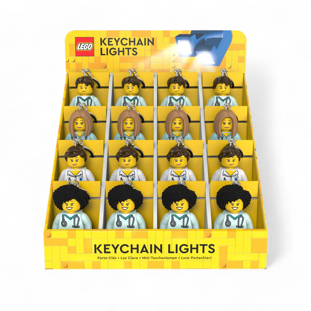 LEGO® Minifigures™ Keychain Light CDU – 16 Piece Medical Professional Assortment