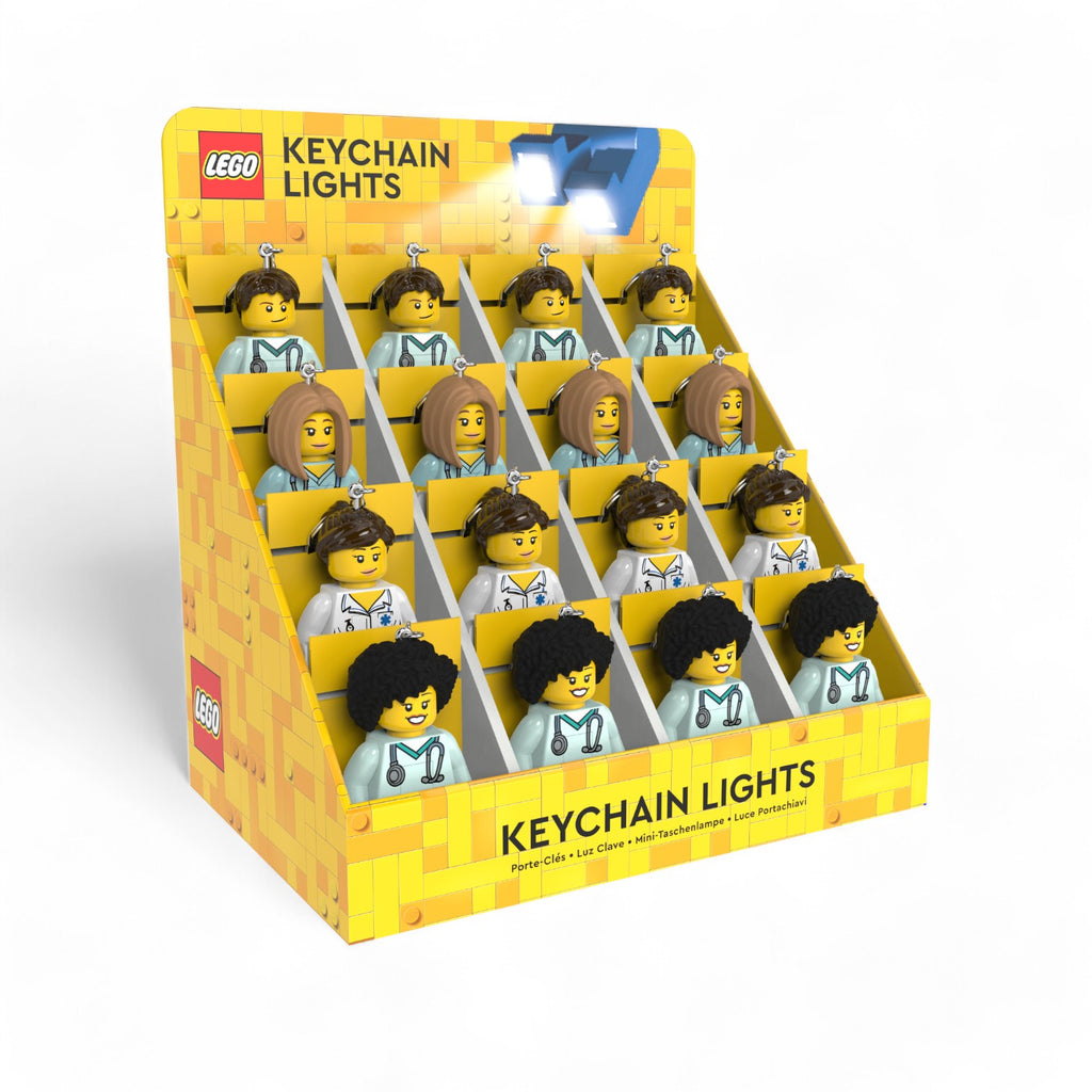 LEGO® Minifigures™ Keychain Light CDU – 16 Piece Medical Professional Assortment