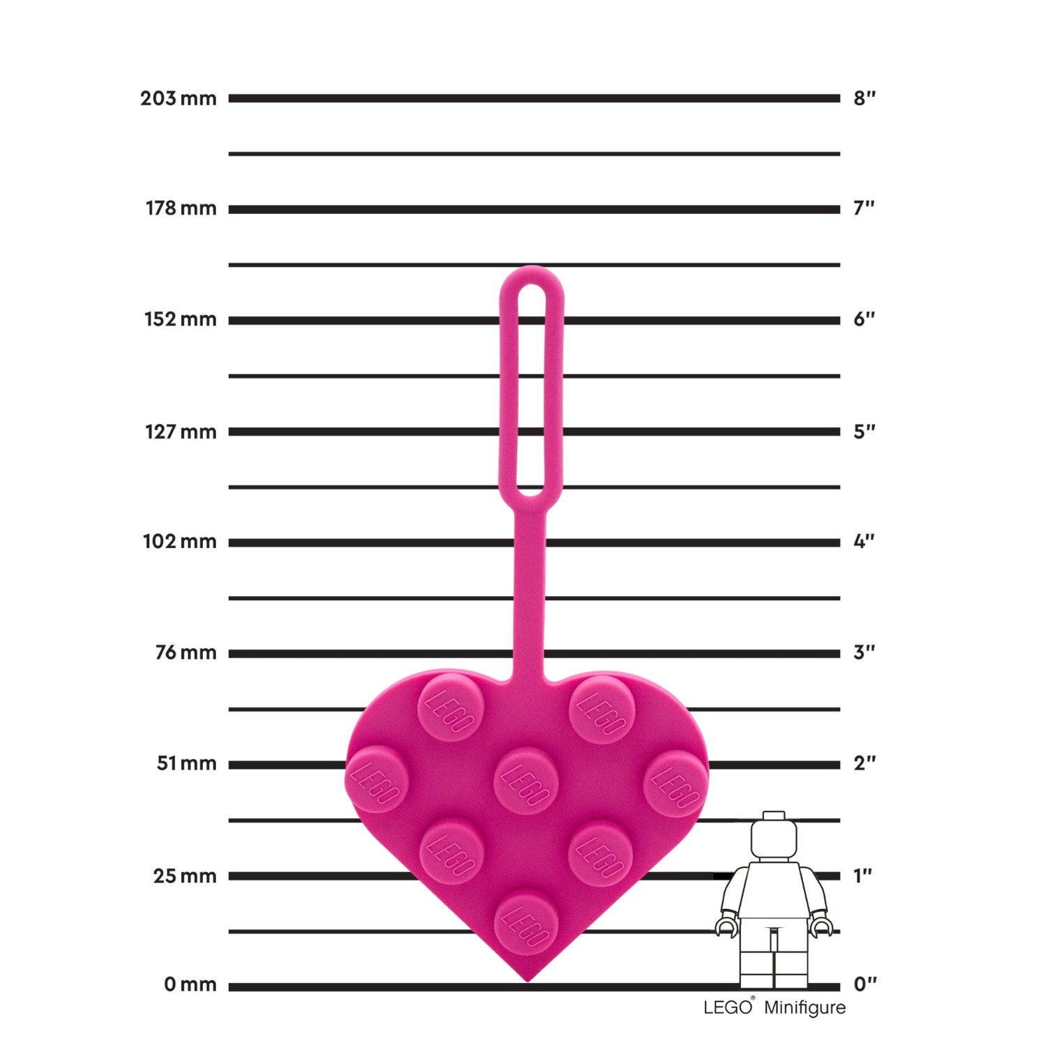 LEGO 2x2 Heart Pink Bag Tag